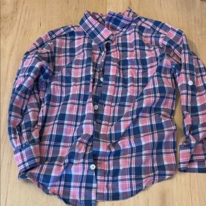 Gymboree Pink and Navy Plaid Button-Down Shirt